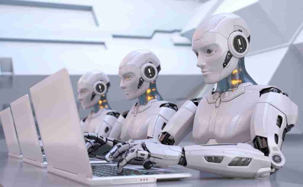 robots working with laptop MSZK