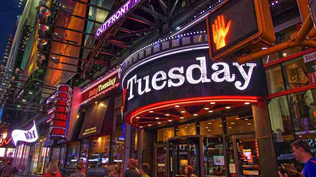 Tuesday night neon sign