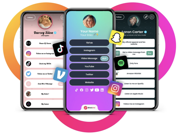 Picture of three smartphones with social icons Connecting your content brand and audience