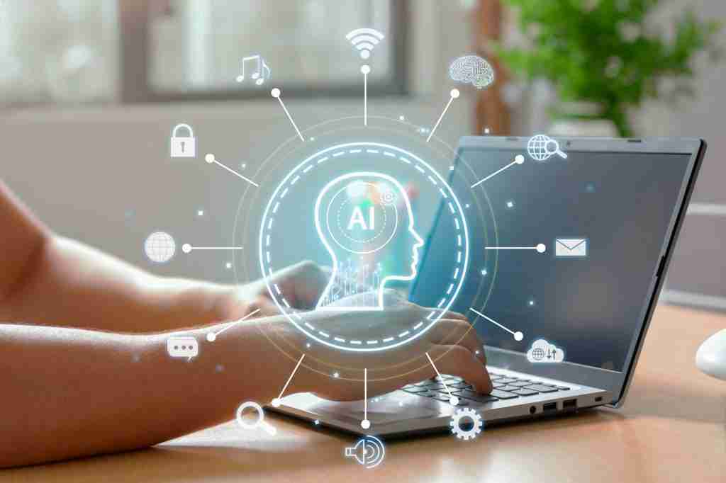 Using the intelligence of a laptop to interact with artificial intelligence. Automation technology.
