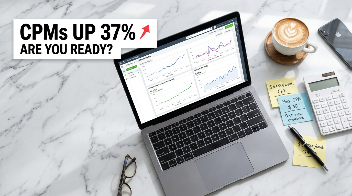 Meta advertising cost increase shown in analytics dashboard with budget planning notes